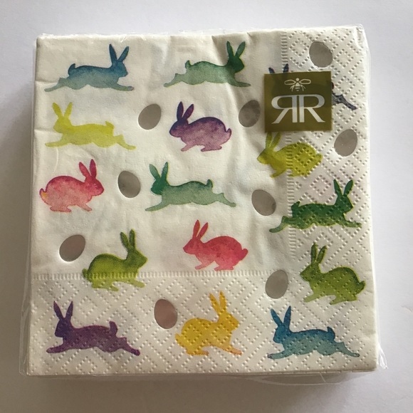 ROBERTS & REID SPRING SUMMER EASTER BUNNY NAPKINS NWT - Picture 1 of 7